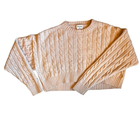 Sunday Best Aritzia Peggy Cropped Cable Knit Sweater Baby Pink XS - Picture 1 of 8